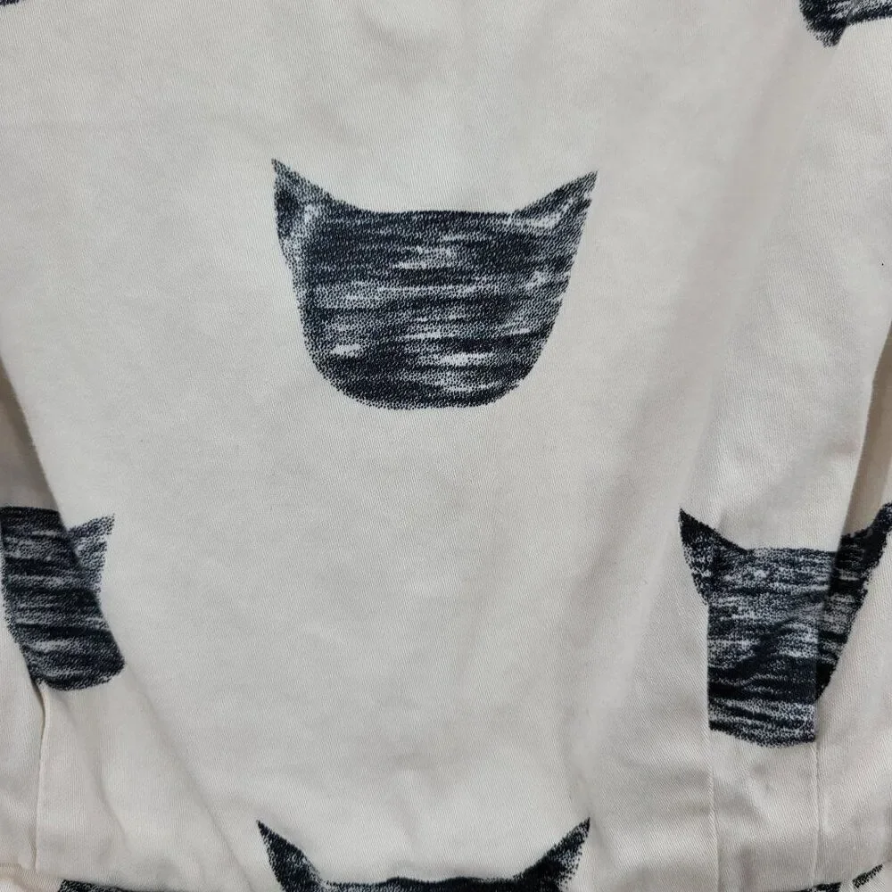 Anthropologie Leah Reena Goren Feline Karma Cat Mini Dress 0 Novelty Fit Flare - Picture 8 of 12